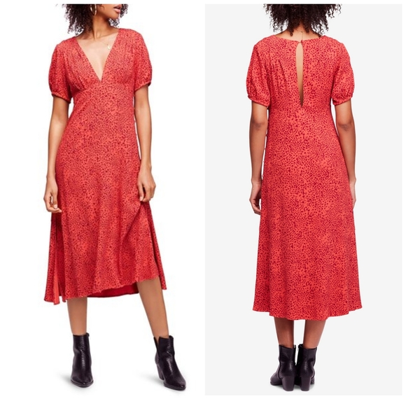 Free People Leopard Midi Button Side Dress - Picture 6 of 14